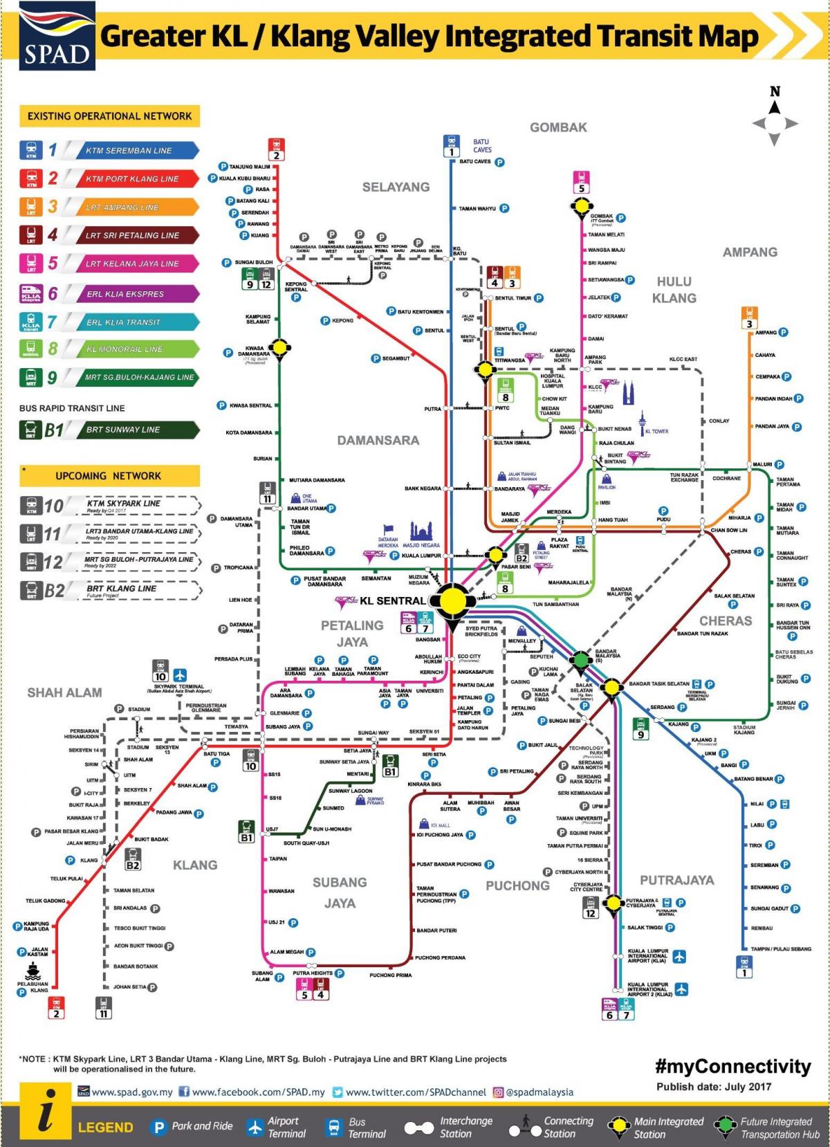 Карта станций метро Куала-Лумпура (KL)