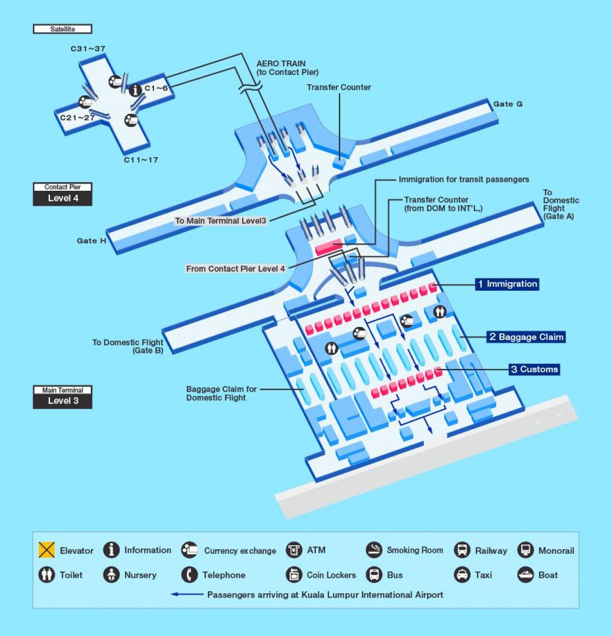 Карта терминалов аэропорта Куала-Лумпур (KL)