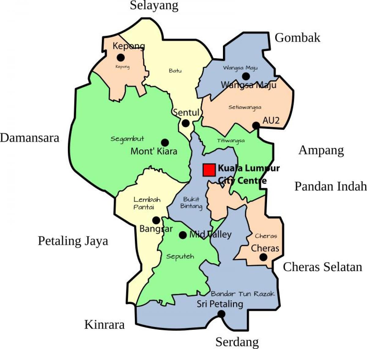 Карта района Куала-Лумпур (КЛ)